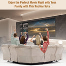 Modern Manual Reclining Living Room Furniture Set With USB Ports, Hidden Storage, Led Light Strip And 2 Cup Holders - Cream