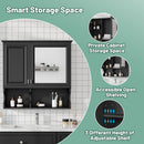 Wall Mounted Mirror Medicine Cabinet, Bathroom Storage With Doors And Open Shelves