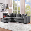 Modern L Shaped Sectional Sofa With Chenille Upholstery And Wooden Storage