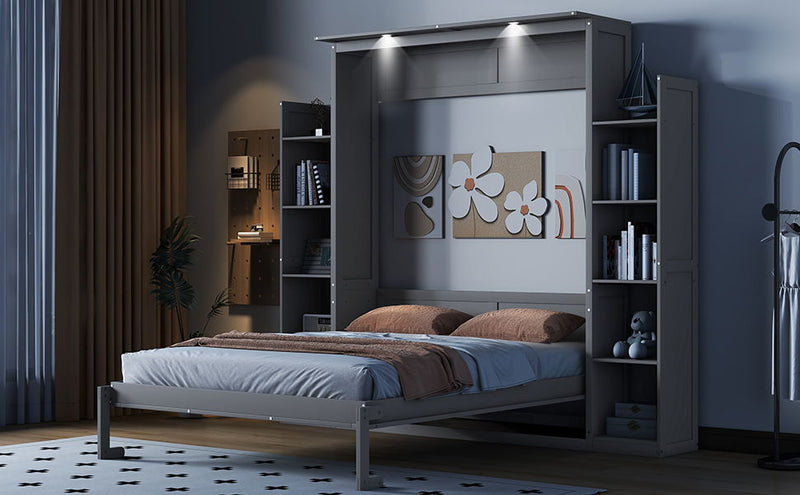 Murphy - Bed Wall Bed With Shelves And LED Lights