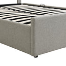 Full Size Sleigh Bed with Side-Tilt Hydraulic Storage System, Linen Upholstery, Gray