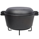 Pre-Seasoned 3 In 1 Cast Dutch Oven With Skillet Lid, 5 Quart - Black