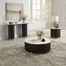 Clayten - Coffee Table - White Natural Marble Top & Espresso
