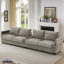Modern 4 Seater Corduroy Sofa Couch With USB Ports And Hidden Storage