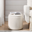 Classic 2 Piece Round Storage Ottoman Set With Drum Shaped Stool