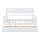 Daybed, Wood Slat Support, With Bedside Shelves And Two Drawers