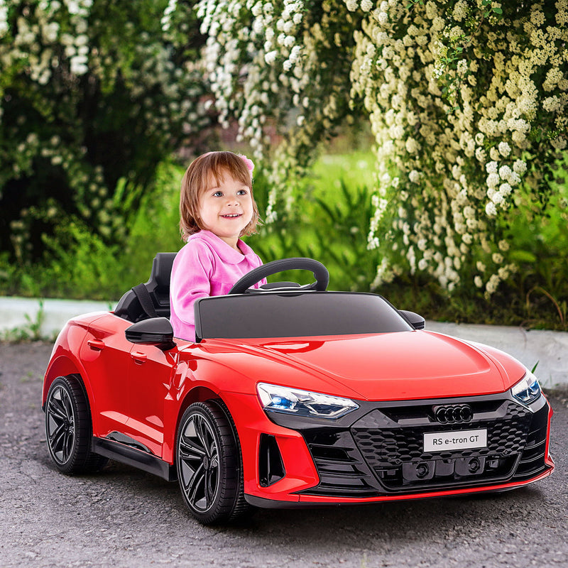 Aosom - Kids Ride On Car, 12V Licensed Audi Rs E-Tron Gt 3.1 Mph Electric Car For Kids, Ride-On Toy For Boys And Girls With Remote Control, 4 Wheels With Suspension, Horn, Music, Lights - Red