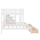 Multifunctional Triple Bunk Bed With Drawers And Guardrails
