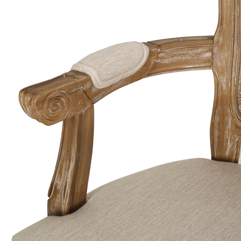 French Country Style Dining Chair Set With Cane Webbing Backrest - Beige