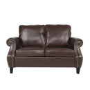 Contemporary Loveseat With Nailhead Trim - Dark Brown