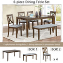 6 Pieces Kitchen Dining Set, Rectangular Wooden Dining Table With 4 Chairs And A Bench