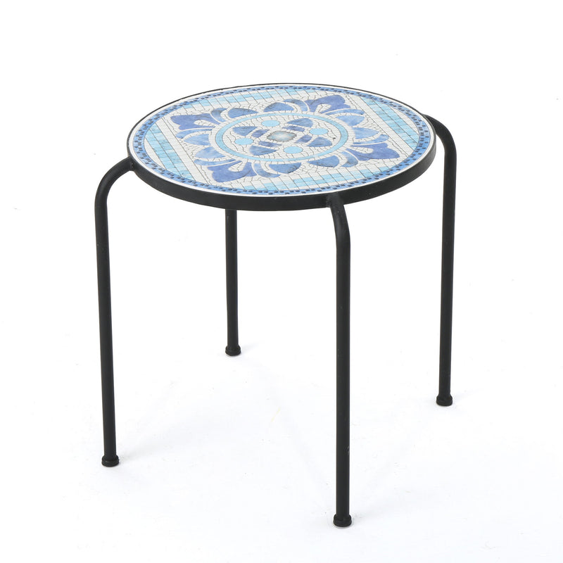 Skye - End Table - White / Blue