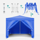 10'X10' Folding Canopy With 4 Removable Sidewalls Outdoor Event Shelter UPF 50+ Gazebo Portable Tents For Parties Beach Camping Wedding Ez Pop Up Canopy 4 Pieces Weight Bag + Carry Bag