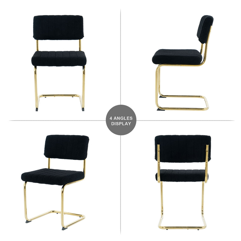 Modern Light Luxury Dining Chair With Metal Legs And Bow Design