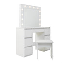 Large Vanity Tables With Mirror And Light - Matte White