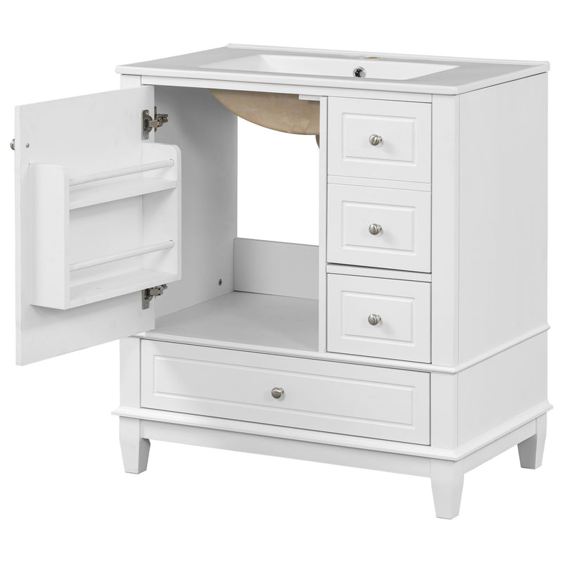 Freestanding Bathroom Vanity With Sink, Soft Close Door, 3 Drawers