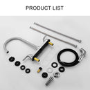Kitchen Sink Faucet With 2 Handles And Pull Out Side Sprayer, 4 Hole Installation