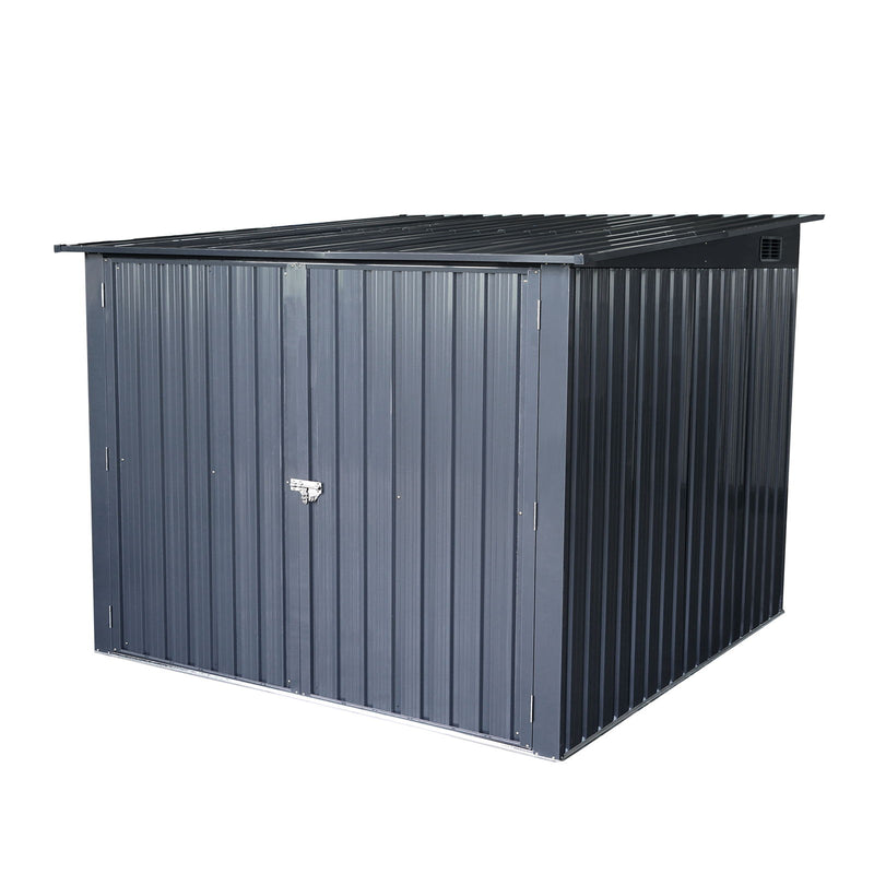 Outdoor Steel Storage Shed For Bicycle With Slope Roof And 4 Bike Tracks - Black