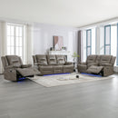 Home Theater Recliner Set Manual Recliner Chair With A LED Light Strip Two Built-In Cup Holders For Living Room