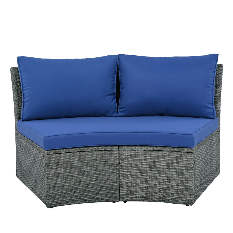 10 Piece Outdoor Sectional Half Round Patio Rattan Sofa Set