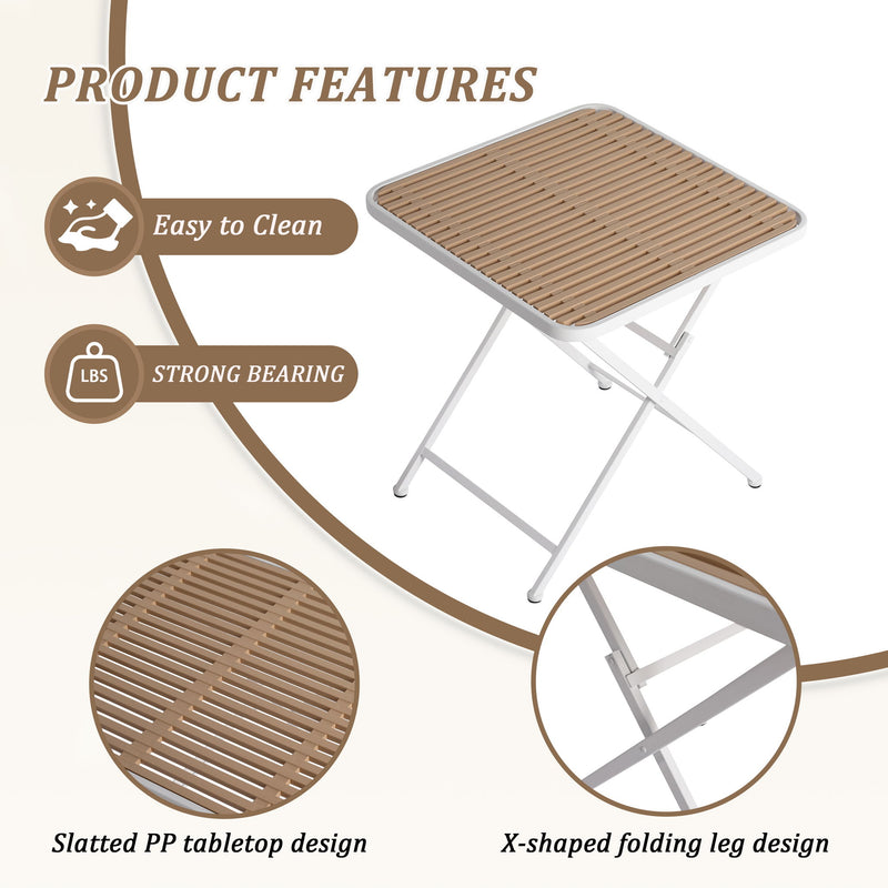 4 Modern Stackable Plastic Armchair Matched With Folding Square Table