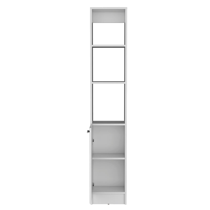 Linen Cabinet, 1 Door, 6 Shelves - White