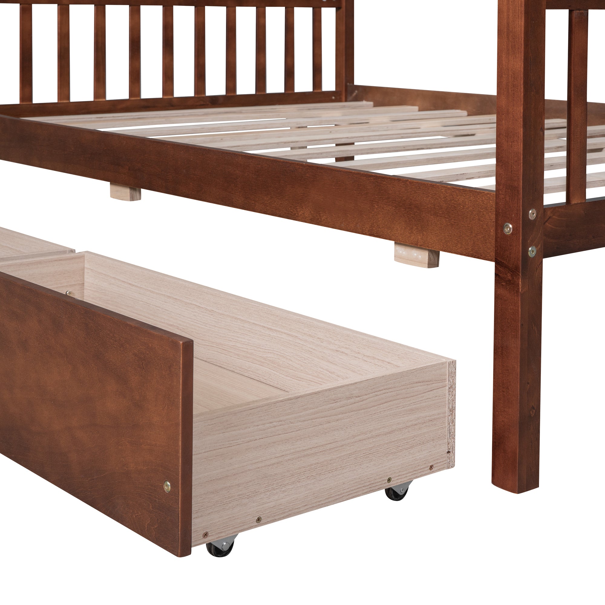 Full Size Wooden House Bed with Drawers, Walnut - Atlantic Fine Furniture Melbourne FL