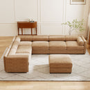 Contemporary Elegant White Chenille Sofa With Storage And Ottoman
