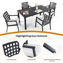 5 Pieces Outdoor Patio Dining Set, Rectangular Table And 4 Stationary Dining Chairs - Ember Black