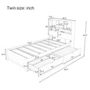 Platform Bed With Bookcase Headboard, Built-In Downlight, Charging Station, And 2 Side Drawers