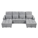 Oversized U-Shaped Versatile Sectional, Pull-Out Sofa Bed With Double Storage Chaise Lounges And 2 USB Ports For Living Room