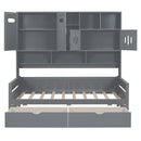 Daybed With All-In-One Cabinet And Shelf