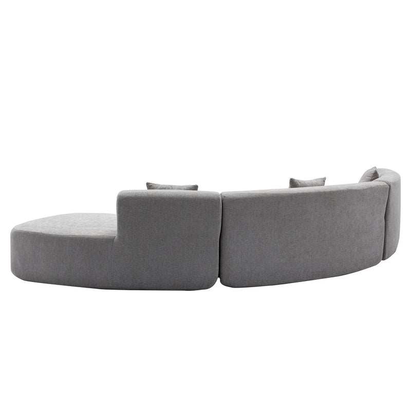 Stylish Curved Sofa Sectional Sofa Chenille Sofa Couch With Three Throw Pillows For Living Room