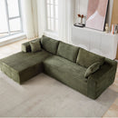 Compression Sectional Couch With Comfy Chaise, Boneless L Shape Sofa With Deep Seat