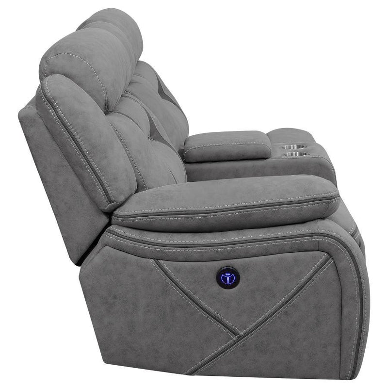 Higgins - Upholstered LAF Power Loveseat - Gray