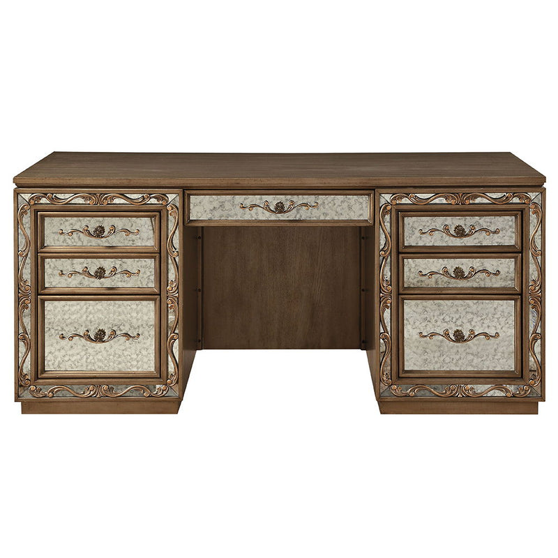 Orianne - Executive Computer Desk With Hutch - Antique Gold