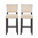 Barstools With Rivet Decoration (Set of 2), Wood Frame, Bar Chairs For Kitchen Island - Beige