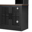 Wall Unit Entertainment Center With Bookshelves For TVs Up To 80", Tempered Glass Doors And Adjustable Shelves