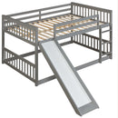 Full over Full Bunk Bed with Slide and Ladder in Grey Color