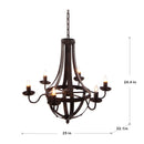 6 Light Metal Chandelier, Hanging Light Fixture With Adjustable Chain For Kitchen, Bulb Not Included - Black