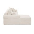 Modular Corduroy Sectional With Arched Armrests, Includes 3 Back Cushions & 2 Throw Pillows