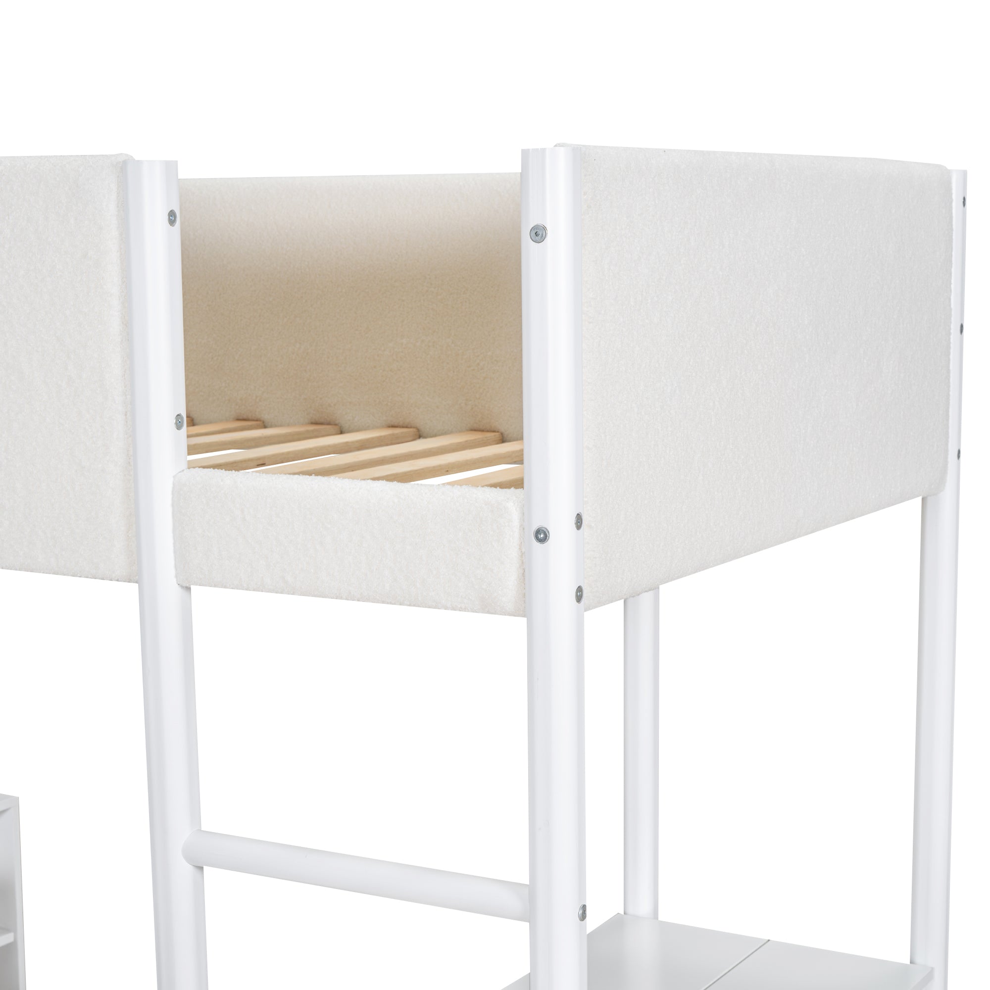 Twin Size Teddy FleeceLoft Bed Wood Bed, White - Atlantic Fine Furniture Melbourne FL