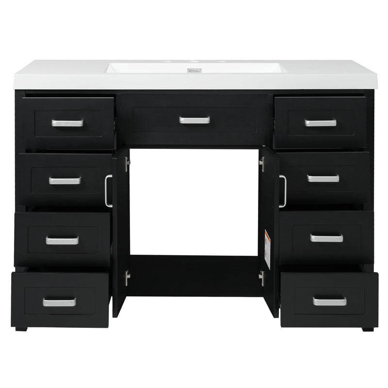 Bathroom Vanity With Sink, 2 Doors 8 Drawers, Soft Close System, Classic Design