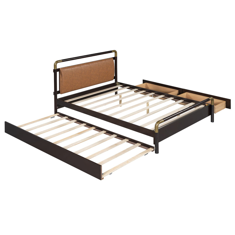 Storage Platform Bed, With 2 Big Drawers, Trundle