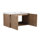 Modern Floating Bathroom Vanity With Resin Sink, Soft Close Doors
