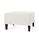 Ottoman With Birch Wood Legs And Cushioned Top For Comfort