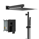 Wall Mounted Shower System With Adjustable Slide Bar And Rough In Valve - Matte Black