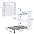 Queen Murphy Bed With Storage Cabinet - White