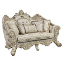 Danae - Loveseat With 5 Pillows - Fabric, Champagne & Gold