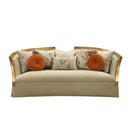 Daesha - Sofa With 8 Pillows - Tan Flannel & Antique Gold